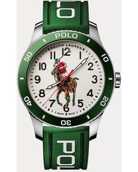 Polo Ralph Lauren Polo-horloge Met Groene Rand En Witte Wijzerplaat