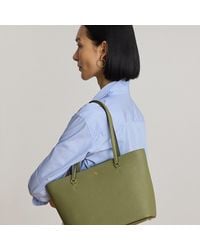 Ralph Lauren - Medium Karly Crosshatch Leather Tote - Lyst