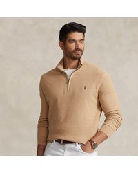 Polo Ralph Lauren - Ralph Lauren Mesh-knit Cotton Quarter-zip Sweater - Lyst