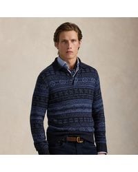 Polo Ralph Lauren - Fair Isle Wool And Linen-Blend Polo Sweater - Lyst