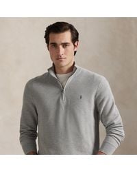 Polo Ralph Lauren - Mesh-knit Cotton Quarter-zip Jumper - Lyst