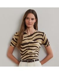 Ralph Lauren - Maglia in lino e cotone a maniche corte - Lyst