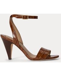 Ralph Lauren - Gracy Croc-Embossed Leather Sandal - Lyst