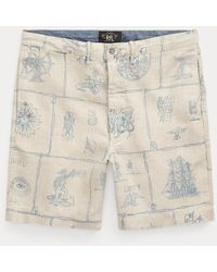 RRL - Short in lino con stampa indaco - Lyst