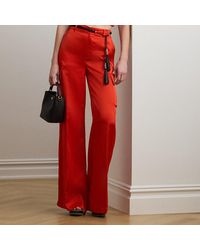 Ralph Lauren - Satin Charmeuse Wide-Leg Cargo Trouser - Lyst