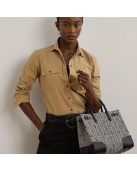 Ralph Lauren - Ralph Lauren Woven Straw Medium Devyn Tote Bag - Lyst