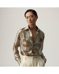 Ralph Lauren - Evelina Equestrian-Print Lamé Shirt - Lyst
