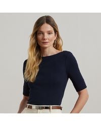 Ralph Lauren - Maglietta con scollo a barchetta stretch - Lyst