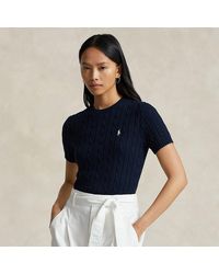 Polo Ralph Lauren - Kurzarm-Baumwollpullover Mit Zopfmuster - Lyst