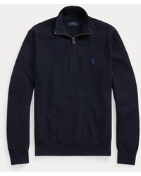 Polo Ralph Lauren Cotton Navy Quarter Zip Jumper in Navy Heather (Blue) for Men | Lyst UK