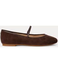 Ralph Lauren - Jayna Nappa-Trim Suede Mary Jane Flat - Lyst