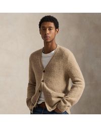 Polo Ralph Lauren - Suede-Patch Wool-Blend Cardigan - Lyst