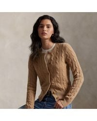 Ralph Lauren - Cable-Knit Cashmere Crewneck Cardigan - Lyst