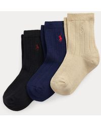 Polo Ralph Lauren - Ralph Lauren Boy's Ribbed Crew Sock 3-Pack - Lyst