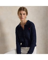 Polo Ralph Lauren - Cable Cotton Polo-Collar Cardigan - Lyst