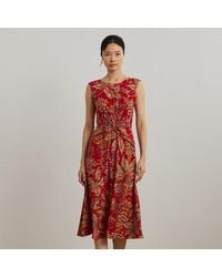 Ralph Lauren - Geblümtes Jerseykleid Mit Twist-Detail - Lyst