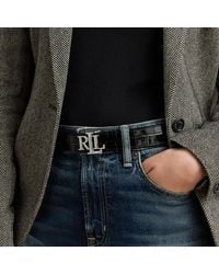 Ralph Lauren - Logo Reversible Croc-Embossed Belt - Lyst