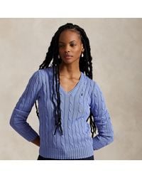 Polo Ralph Lauren - Zopfmusterpullover Mit V-Ausschnitt - Lyst
