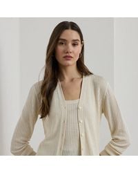 Ralph Lauren - Gerippte Strickjacke Aus Leinenmischung - Lyst