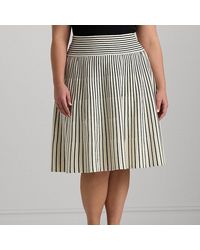 Lauren by Ralph Lauren - Curve - Striped Cotton-blend Midi Skirt - Lyst