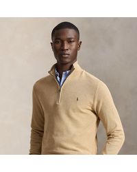 Polo Ralph Lauren - Mesh-Knit Cotton Quarter-Zip Sweater - Lyst