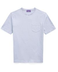 Ralph Lauren Purple Label - Linnen-katoenen Piqué T-shirt Met Zakje - Lyst