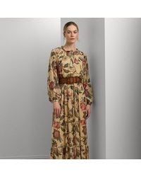 Lauren by Ralph Lauren - Ralph Lauren Floral Crinkle Georgette Tiered Dress - Lyst