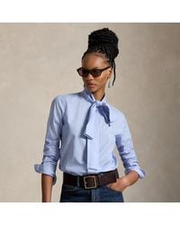 Polo Ralph Lauren - Slim Fit Cotton Tie-Neck Shirt - Lyst