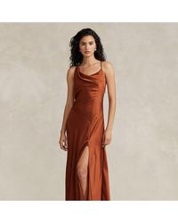 Polo Ralph Lauren - Asymmetrical Satin Cowlneck Gown - Lyst