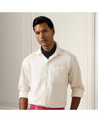 Ralph Lauren Purple Label - Ralph Lauren Silk-linen Popover Shirt - Lyst