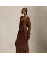 Polo Ralph Lauren - Cable-Knit V-Neck Sweater Dress - Lyst