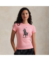 Polo Ralph Lauren - Maglietta Pink Pony in cotone a coste - Lyst