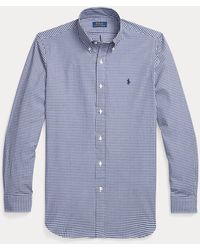 Polo Ralph Lauren Custom Fit Ginghamruit Stretch Overhemd - Blauw