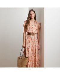 Ralph Lauren - Ralph Lauren Floral Crinkle Georgette Tiered Skirt - Lyst