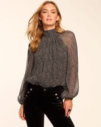 Ramy Brook - Suzanne Silk Mock Neck Long Sleeve Blouse - Lyst