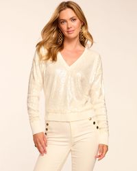 Ramy Brook - Delphina Sequin V-Neck Long Sleeve Top - Lyst
