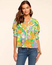 Ramy Brook - Trixie Puff Sleeve V-Neck Blouse - Lyst