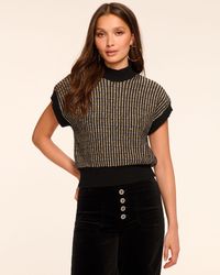Ramy Brook - Hannah Wool Blend Metallic Short Sleeve Sweater - Lyst