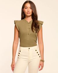 Ramy Brook - Monroe Cotton Knit Combo Flutter Sleeve Top - Lyst