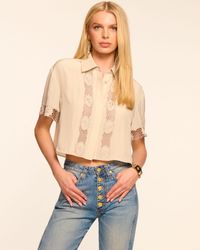 Ramy Brook - Tania Short Sleeve Embroidered Top - Lyst