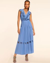 Ramy Brook - Laila V-Neck Smocked Embroidered Maxi Dress - Lyst