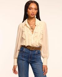 Ramy Brook - Claire Silk Chiffon Ruffle Button Down Blouse - Lyst