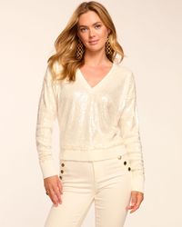 Ramy Brook - Delphina Sequin V-Neck Long Sleeve Top - Lyst