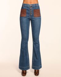 Ramy Brook - Cindy Faux Suede Trim Flare Jean - Lyst