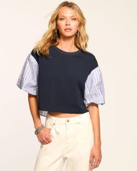 Ramy Brook - Toula Poplin Combo Short Sleeve Top - Lyst