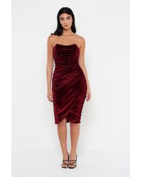 Rare London Synthetic Hot Pink Ruched Bodycon Midi Dress | Lyst UK