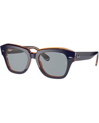 Ray-Ban - State Street Orange Fluo Sunglasses Frame Blue Lenses - Lyst