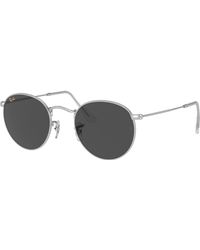 Ray-Ban - Sunglasses Man Round Metal Legend Gold - Shiny Silver Frame Grey Lenses 53-21 - Lyst