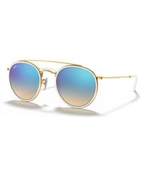 Ray-Ban - Round Double Bridge Sunglasses Frame Blue Lenses - Lyst