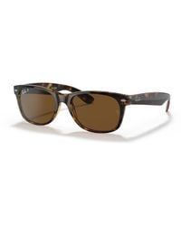 Ray-Ban - Rb2132 New Wayfarer Polarized Sunglasses, Matte Tortoise/polarized Green Gradient, 52 Mm - Lyst